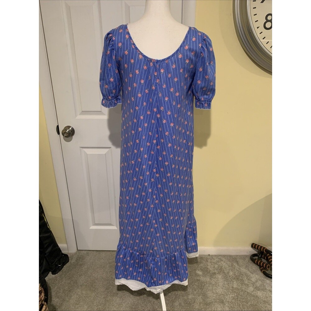 Vintage ISLAND FASHIONS HONOLULU Womens Dress Sz 4 Blue Maxi Mumu Retro Hawaii - Picture 6 of 11